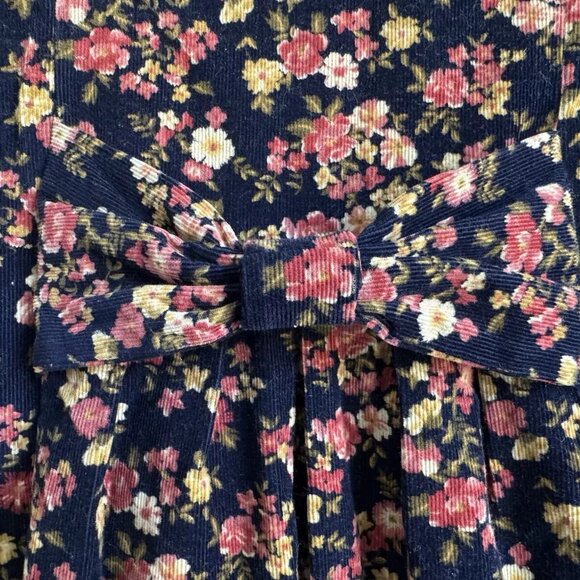 Vintage Charter Club Corduroy Floral Midi Dress Prairie Cottagecore - Picture 4 of 10